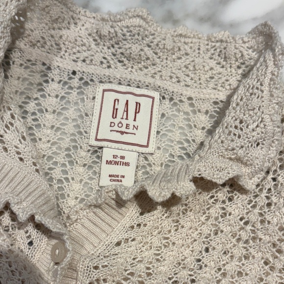 Kids Beige Knit Cardigan Sweater - Picture 2 of 2